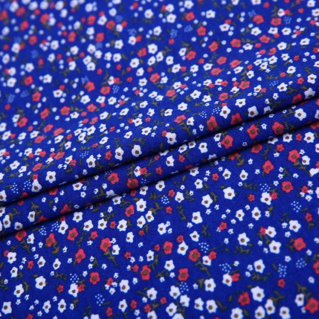Fashion blue liberty knitted textile printed floral fabric for dress 